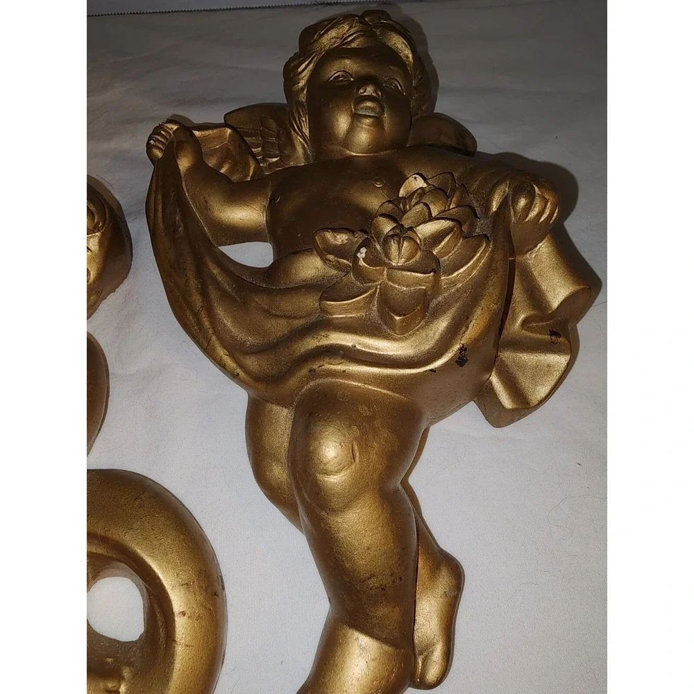 Vintage Chalkware Wall Hanging Cherubs 1966 Miller Studio Inc & 1963 A.r.k Ltd